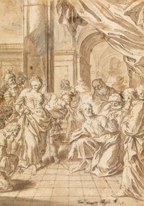 Christus en de overspelige vrouw door Francesco Saverio Mergolo